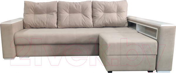 Изображение товара Диван Bobrovmebel Влада 8/2п с пуфом справа (микровелюр симпл 42 бежевый)