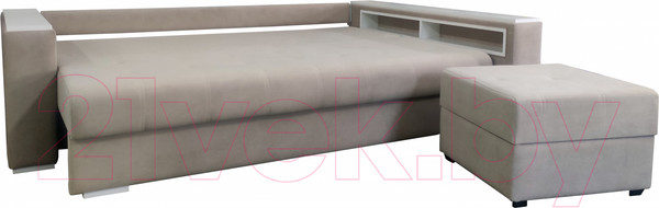 Изображение товара Диван Bobrovmebel Влада 8/2п с пуфом справа (микровелюр симпл 42 бежевый)