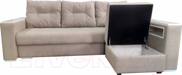 Изображение товара Диван Bobrovmebel Влада 8/2п с пуфом справа (микровелюр симпл 42 бежевый)