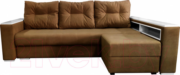 Изображение товара Диван Bobrovmebel Влада 8/2п с пуфом справа (микровелюр симпл 45 коричневый)