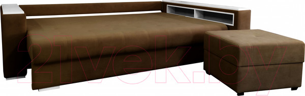 Изображение товара Диван Bobrovmebel Влада 8/2п с пуфом справа (микровелюр симпл 45 коричневый)