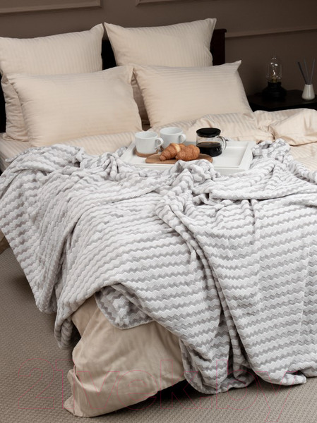 Изображение товара Плед TexRepublic Absolute Зигзаг двухцветный Flannel 150x200 / 92567 (серый)
