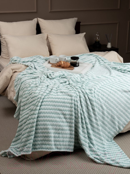 Изображение товара Плед TexRepublic Absolute Зигзаг двухцветный Flannel 150x200 / 92570 (бирюзовый)