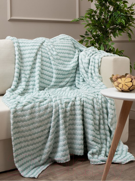 Изображение товара Плед TexRepublic Absolute Зигзаг двухцветный Flannel 150x200 / 92570 (бирюзовый)