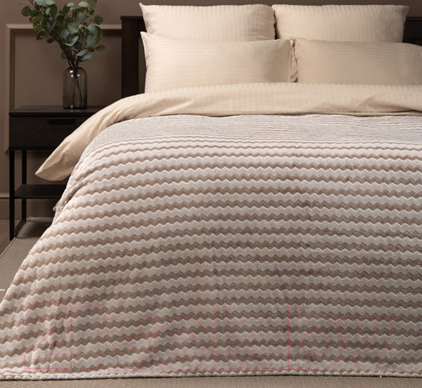 Изображение товара Плед TexRepublic Absolute Зигзаг двухцветный Flannel 200x220 / 92573 (бежевый)