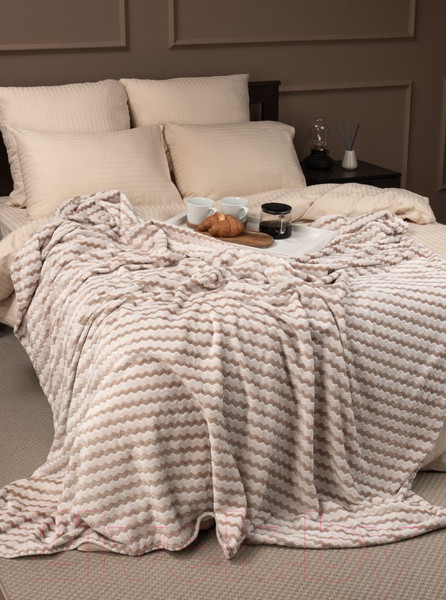 Изображение товара Плед TexRepublic Absolute Зигзаг двухцветный Flannel 200x220 / 92573 (бежевый)