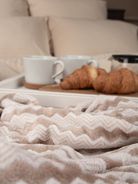Изображение товара Плед TexRepublic Absolute Зигзаг двухцветный Flannel 200x220 / 92573 (бежевый)