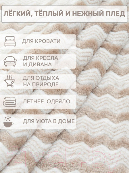 Изображение товара Плед TexRepublic Absolute Зигзаг двухцветный Flannel 200x220 / 92573 (бежевый)
