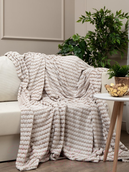 Изображение товара Плед TexRepublic Absolute Зигзаг двухцветный Flannel 200x220 / 92573 (бежевый)