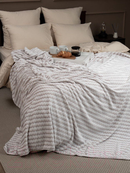 Изображение товара Плед TexRepublic Absolute Зигзаг двухцветный Flannel 200x220 / 92575 (серый)