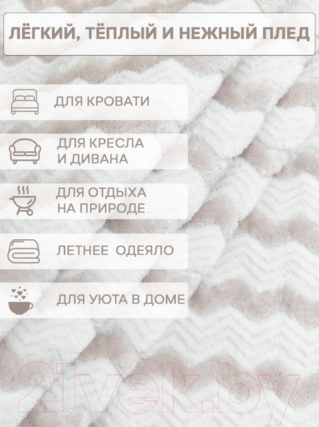 Изображение товара Плед TexRepublic Absolute Зигзаг двухцветный Flannel 200x220 / 92575 (серый)