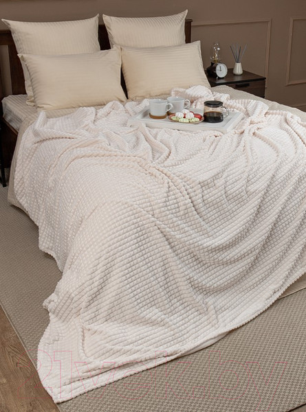 Изображение товара Плед TexRepublic Deco Кубики Фланель 200x220см / 93259 (молочный)