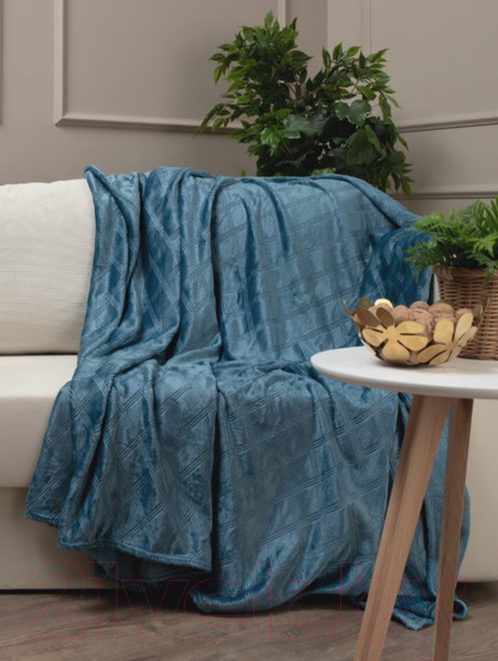 Изображение товара Плед TexRepublic Elite Клетка Фланель Евро / 93389 (синий)