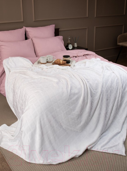 Изображение товара Плед TexRepublic Elite Клетка Фланель Евро / 93391 (белый)