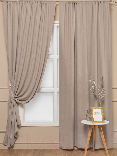 Изображение товара Комплект штор Amore Mio Вельвет канвас 1.5x2.7 / 92056 (2шт, бежевый)