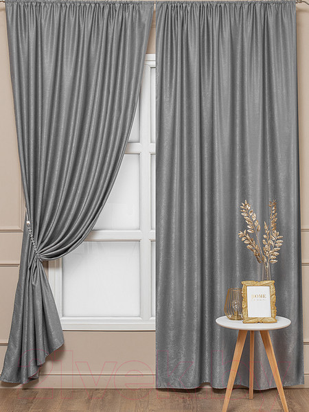 Изображение товара Комплект штор Amore Mio Однотонный софт 42002-040 1.5x2.7 / 92080 (2шт, серый)
