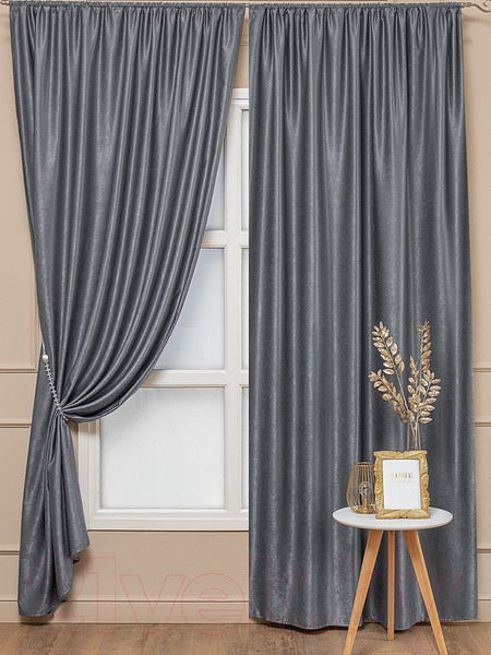 Изображение товара Комплект штор Amore Mio Однотонный софт 42002-042 1.5x2.7 / 92081 (2шт, серый)
