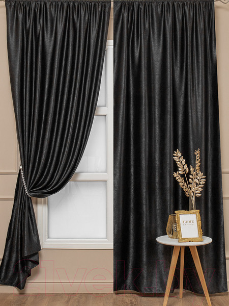 Изображение товара Комплект штор Amore Mio Однотонный софт 42002-043 1.5x2.7 / 92082 (2шт, черный)