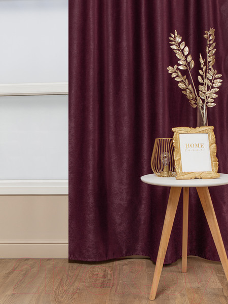Изображение товара Комплект штор Amore Mio Однотонный софт 42002-048 1.5x2.7 / 92083 (2шт, бордовый)