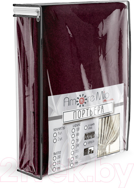 Изображение товара Комплект штор Amore Mio Однотонный софт 42002-048 1.5x2.7 / 92083 (2шт, бордовый)