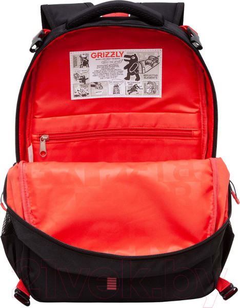 Изображение товара Школьный рюкзак Grizzly RB-458-1 (черный/красный)