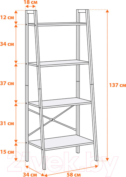Изображение товара Стеллаж Tetchair WS-02 (Burnt)