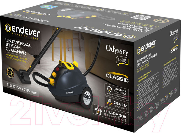 Изображение товара Пароочиститель Endever Odyssey Q-808 (темно-серый/желтый)