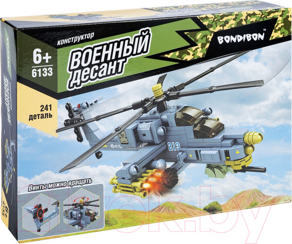 Изображение товара Конструктор Bondibon Военный десант Вертолет / ВВ6133 (241эл)