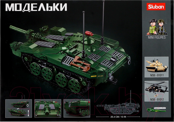 Изображение товара Конструктор Sluban Модельки. Боевой танк / M38-B1010 (692эл)
