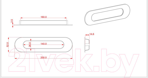 Изображение товара Ручка дверная Cebi A1173 PC27 (160мм, антрацит полимер)