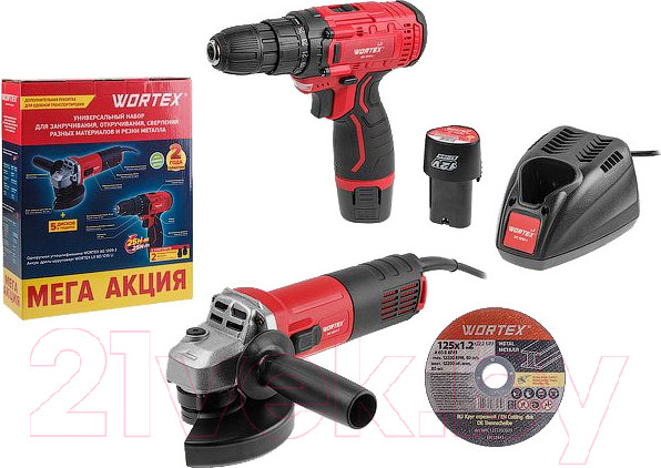 Изображение товара Набор электроинструмента Wortex AG 1209-3 + LX BD 1215 Li / 1329386
