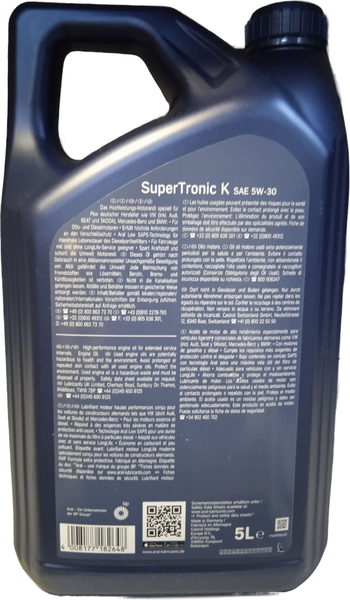 Изображение товара Моторное масло Aral SuperTronic K 5W30 (5л)
