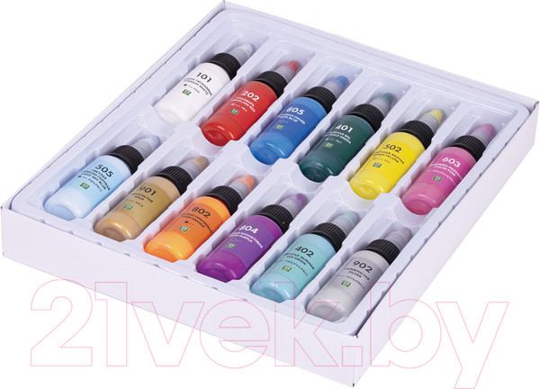 Изображение товара Акриловые краски Brauberg Art Classic. Флюид Арт Pouring Paint / 192235 (12цв)