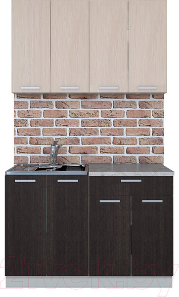 Изображение товара Кухонный гарнитур Интерлиния Мила Лайт 1.2 (дуб молочный/дуб венге/опал светлый)