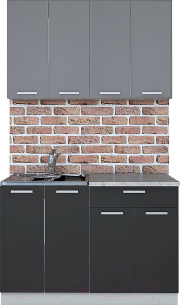 Изображение товара Кухонный гарнитур Интерлиния Мила Лайт 1.2 (серебро/антрацит/опал светлый)