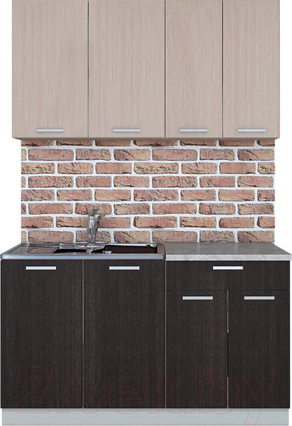 Изображение товара Кухонный гарнитур Интерлиния Мила Лайт 1.4 (дуб молочный/дуб венге/опал светлый)