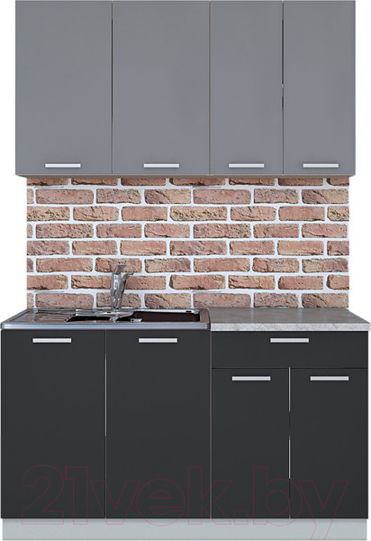 Изображение товара Кухонный гарнитур Интерлиния Мила Лайт 1.4 (серебро/антрацит/опал светлый)