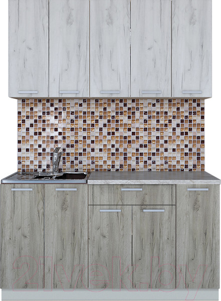 Изображение товара Кухонный гарнитур Интерлиния Мила Лайт 1.5 (дуб белый/дуб серый/опал светлый)