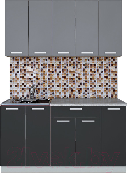 Изображение товара Кухонный гарнитур Интерлиния Мила Лайт 1.5 (серебро/антрацит/опал светлый)