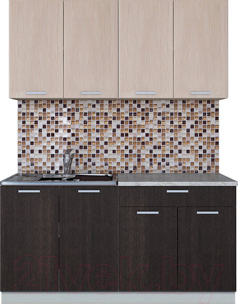 Изображение товара Кухонный гарнитур Интерлиния Мила Лайт 1.6 (дуб молочный/дуб венге/опал светлый)