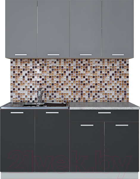 Изображение товара Кухонный гарнитур Интерлиния Мила Лайт 1.6 (серебро/антрацит/опал светлый)