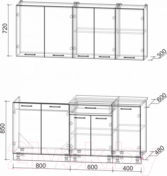 Изображение товара Кухонный гарнитур Интерлиния Мила Лайт 1.8 (вудлайн кремовый/антрацит/бискайская сосна)