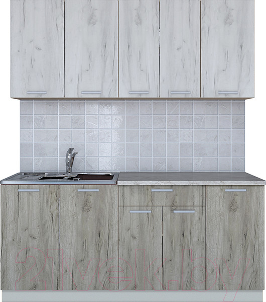 Изображение товара Кухонный гарнитур Интерлиния Мила Лайт 1.8 (дуб белый/дуб серый/опал светлый)