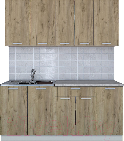 Изображение товара Кухонный гарнитур Интерлиния Мила Лайт 1.8 (дуб золотой/опал светлый)