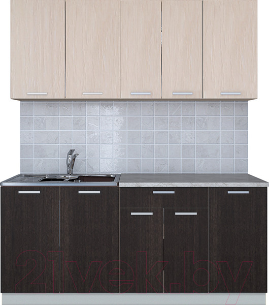 Изображение товара Кухонный гарнитур Интерлиния Мила Лайт 1.8 (дуб молочный/дуб венге/опал светлый)