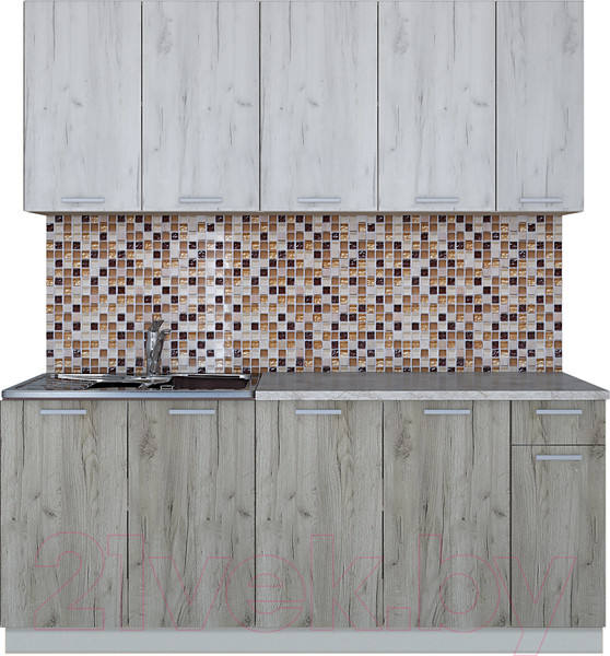 Изображение товара Кухонный гарнитур Интерлиния Мила Лайт 1.9 (дуб белый/дуб серый/опал светлый)