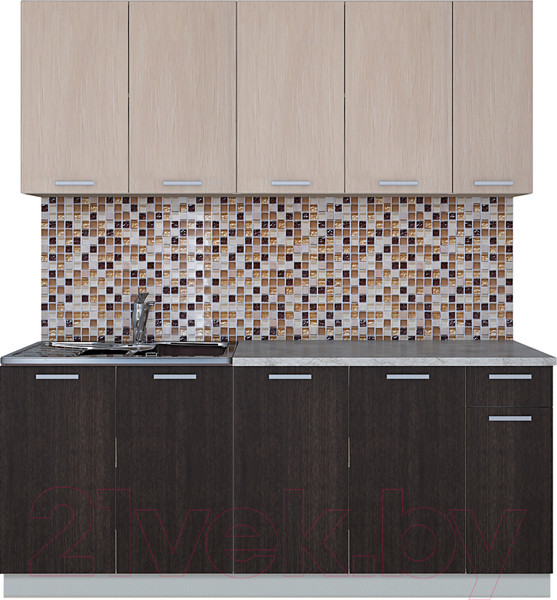 Изображение товара Кухонный гарнитур Интерлиния Мила Лайт 1.9 (дуб молочный/дуб венге/опал светлый)