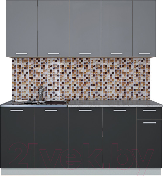 Изображение товара Кухонный гарнитур Интерлиния Мила Лайт 1.9 (серебро/антрацит/опал светлый)