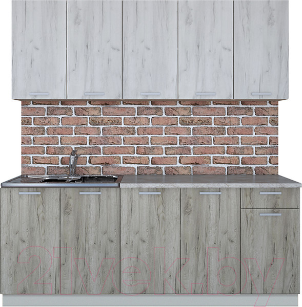 Изображение товара Кухонный гарнитур Интерлиния Мила Лайт 2.0 (дуб белый/дуб серый/опал светлый)