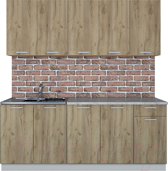 Изображение товара Кухонный гарнитур Интерлиния Мила Лайт 2.0 (дуб золотой/опал светлый)